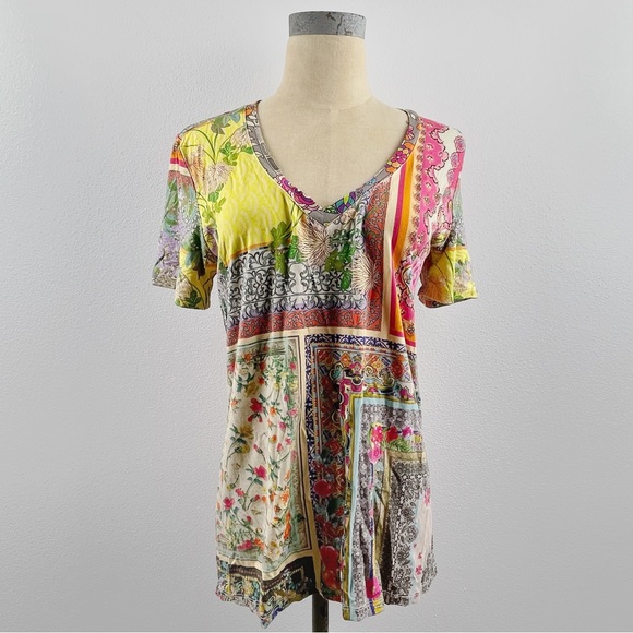 Johnny Was Calloway Patchwork Favorite Bohemian Tee T-Shirt Top NWOT - Picture 5 of 6